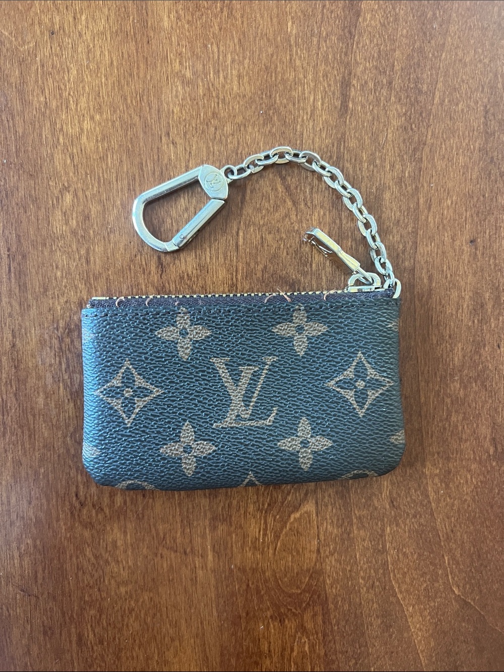 Key Pouch S in Brown Canvas with Gold Hardware - Dupe